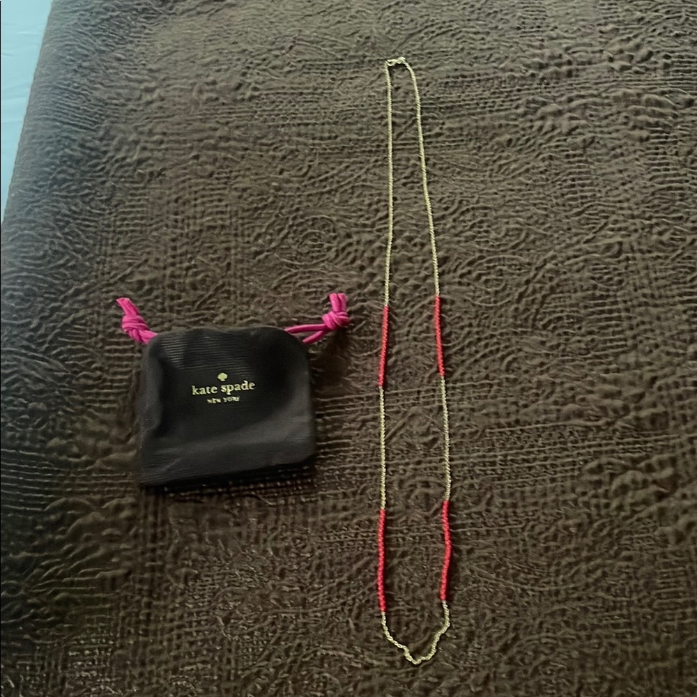 Kate Spade Gold and Red Bead Necklace